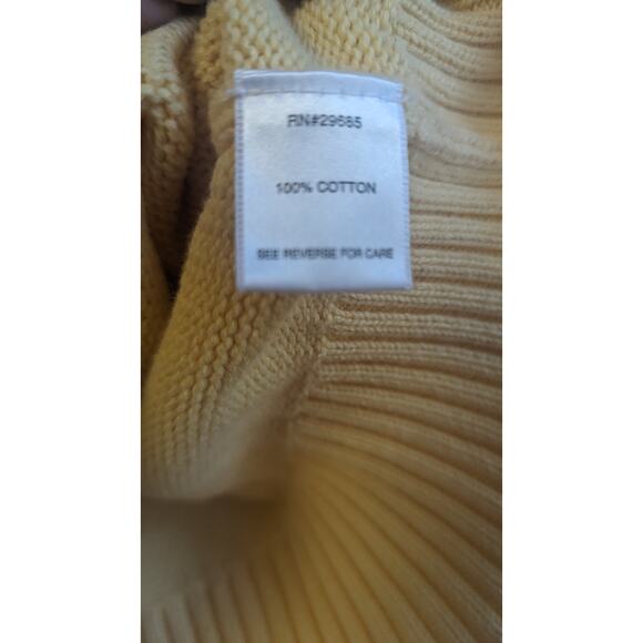 Pendleton Cotton mockneck cableknit yellow raglan sweater size Large - Picture 8 of 8